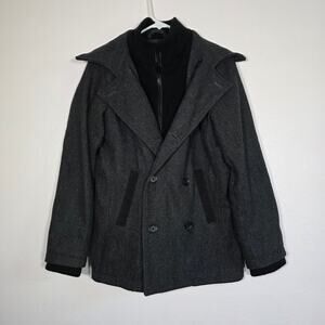 Epic Threads Gray Hooded Double Breasted Peacoat Jacket Youth L Big Kids